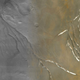 A collage image showing Martian valleys (in grey,) superimposed with channels on Devon Island (in tan), revealing striking similarities.